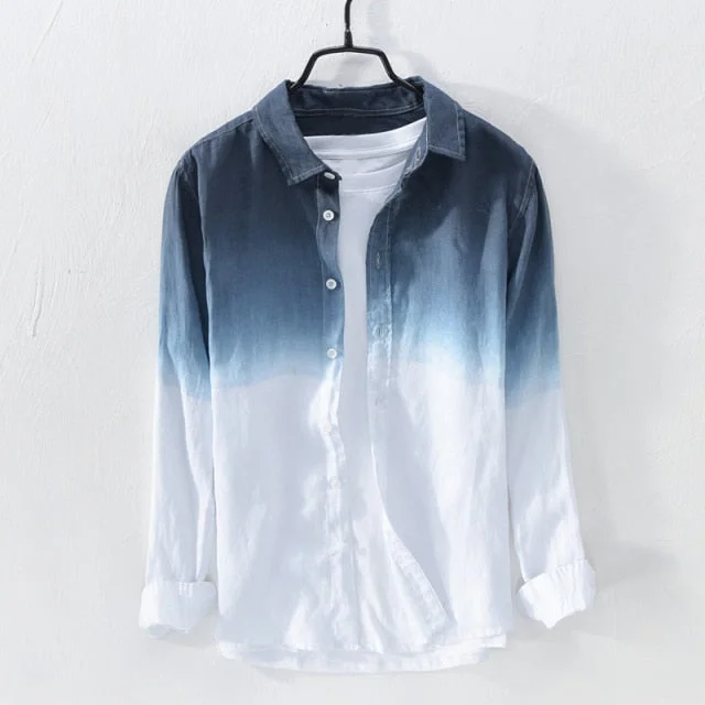 Men's Shirt Fashion Cotton Long Sleeve Hanging Dyed Gradient Button Chic High Street Men Casual Shirts Camisa S-5XL INCERUN