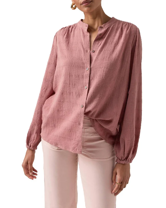 As You Are Button Front Top In Ash Rose