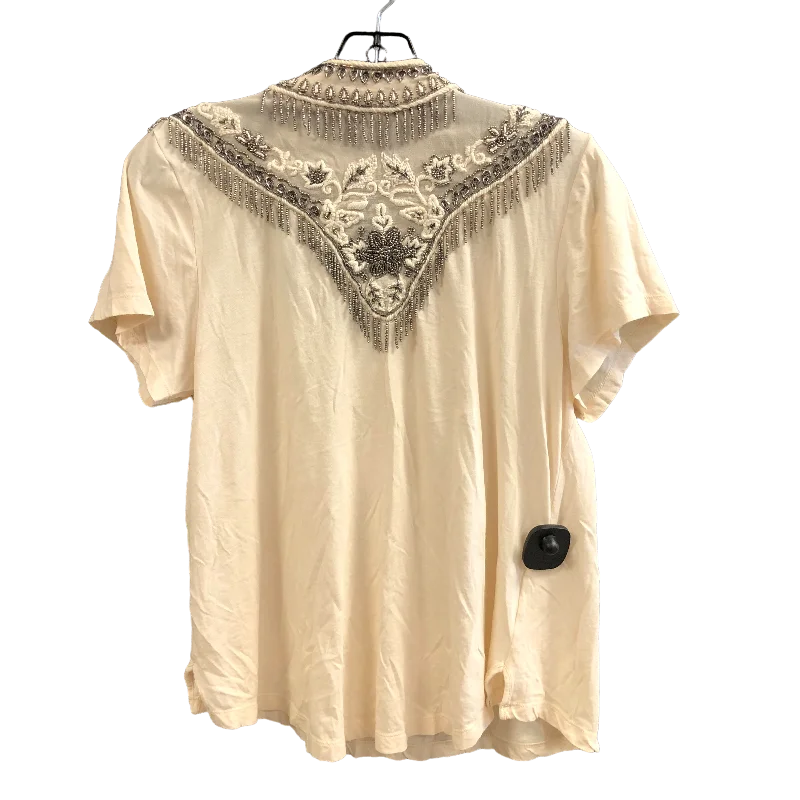 Beige Top Short Sleeve Designer Haute Hippie, Size M