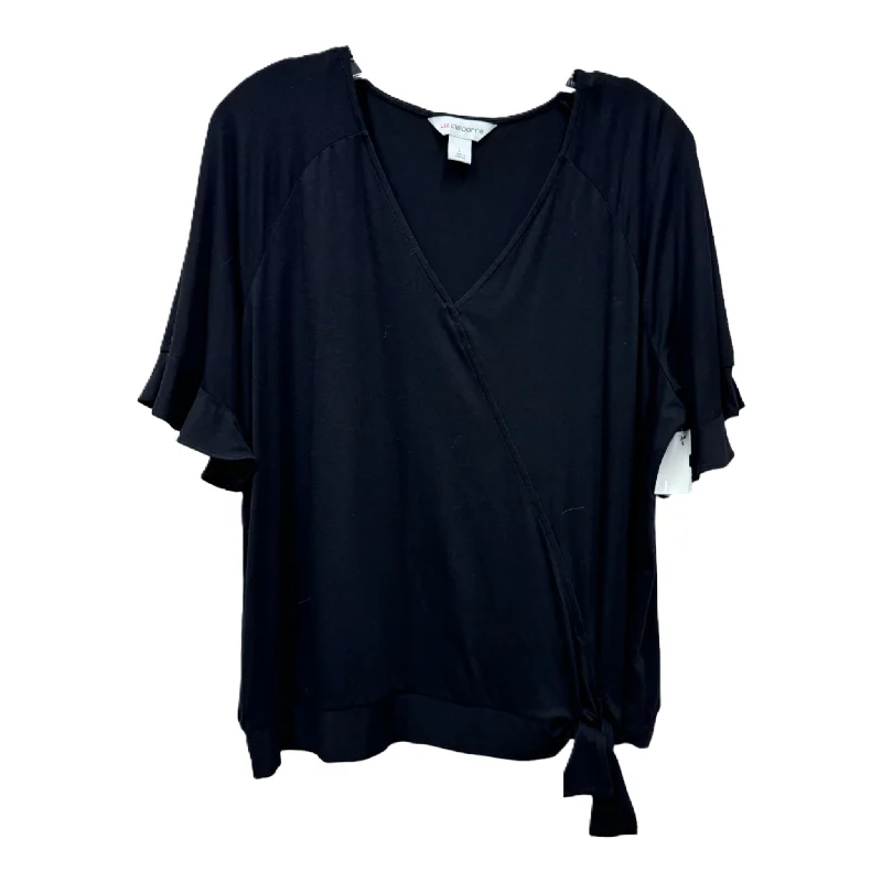 Black Top Short Sleeve By Liz Claiborne, Size: L