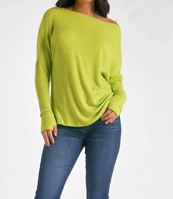 Charlotte Off The Shoulder Top In Green