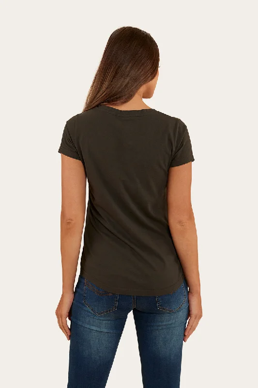 Country Girls Womens V Neck T-Shirt - Charcoal