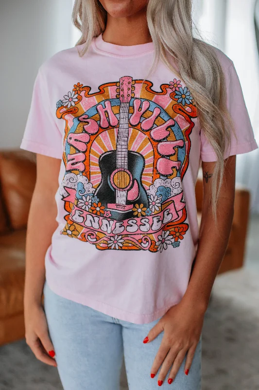 Groovy Nashville Graphic Tee - Baby Pink