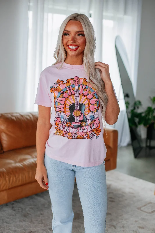 Groovy Nashville Graphic Tee - Baby Pink