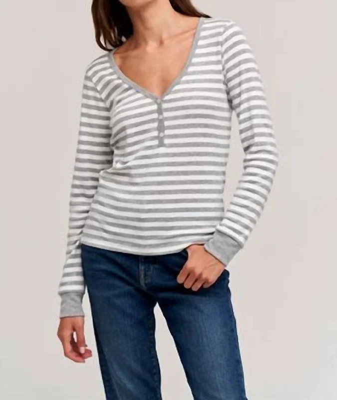 Joni Top In Grey Stripe