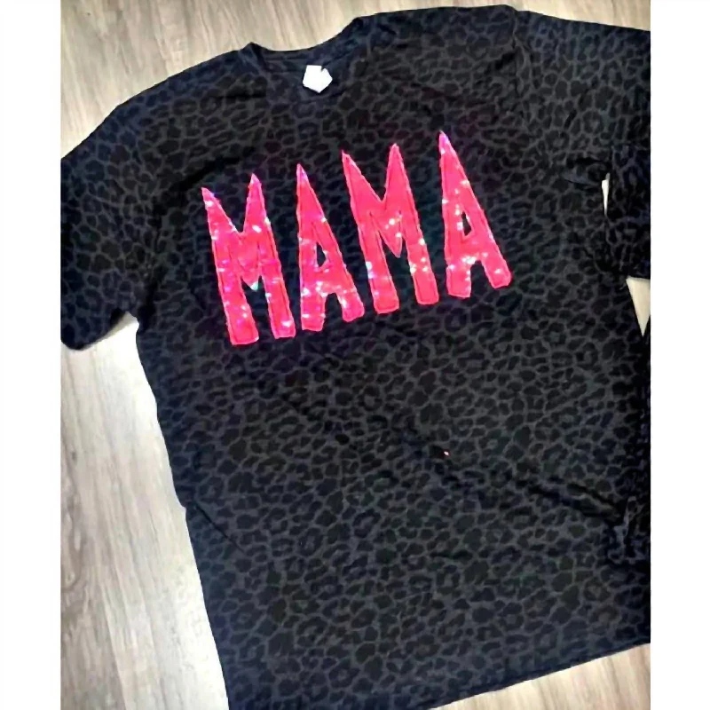 Leopard Tee With Sequins In Black