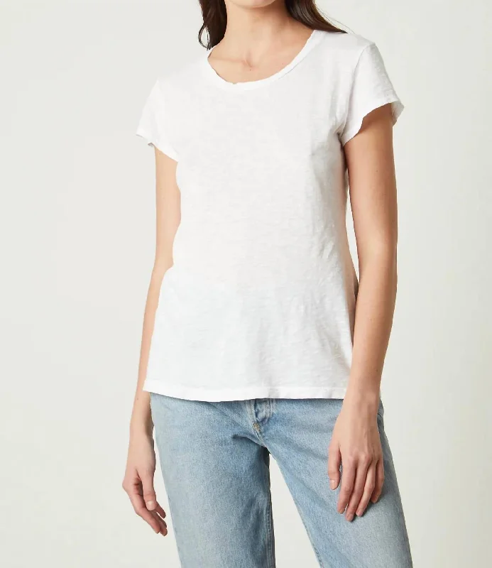 Odelia Cotton Slub Crew Neck Tee In White