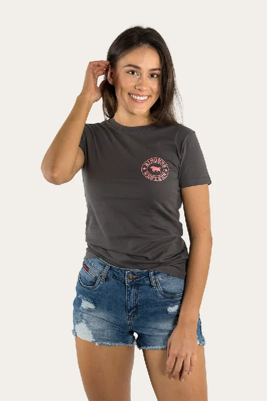 Signature Bull Womens Classic Fit T-Shirt - Vintage Black/Strawberry