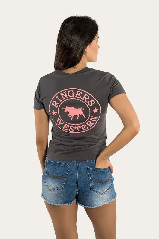 Signature Bull Womens Classic Fit T-Shirt - Vintage Black/Strawberry