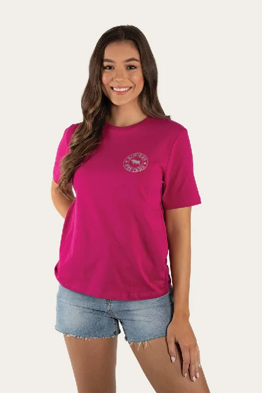 Signature Bull Womens Loose Fit T-Shirt - Magenta/Silver