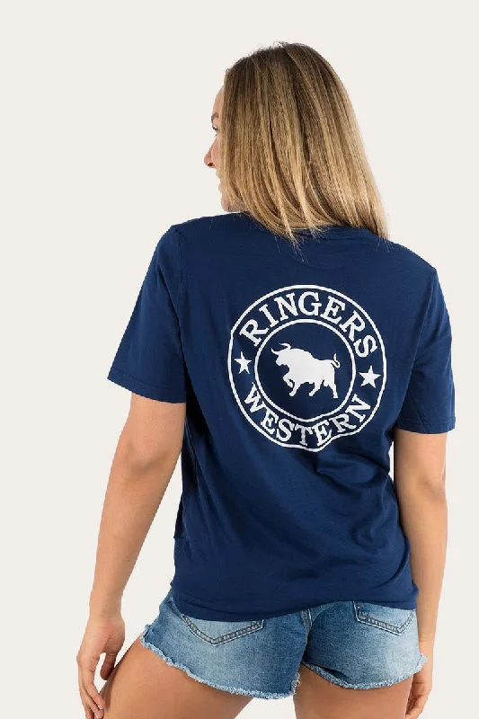 Signature Bull Womens Loose Fit T-Shirt - Navy/White