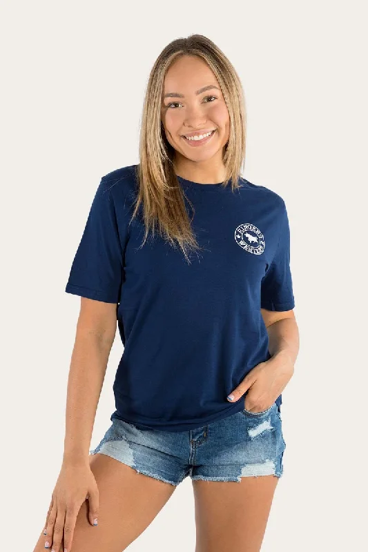 Signature Bull Womens Loose Fit T-Shirt - Navy/White