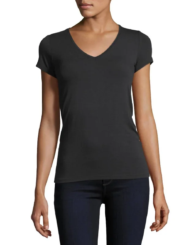 Soft Touch V-Neck Tee In Black