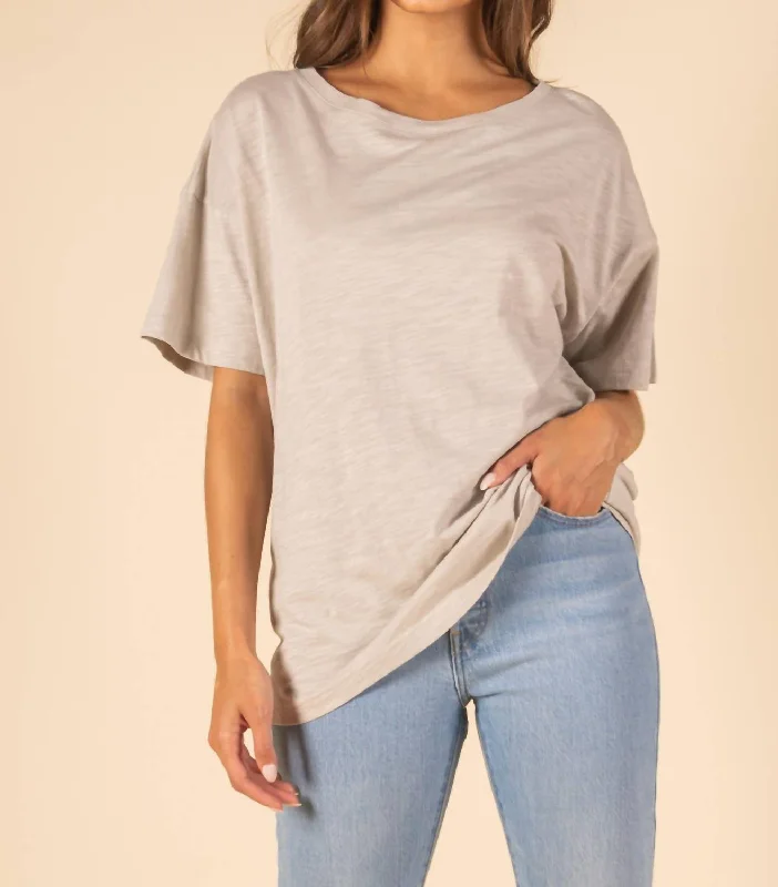 Sunday Morning Oversized Tee In Khaki