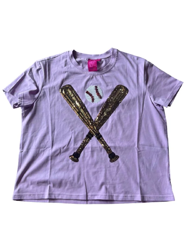 Women's Baseball Tee In Lavender & Gold