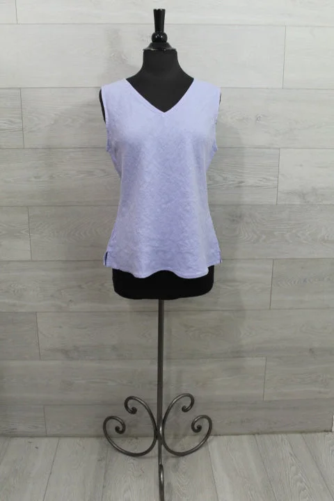 Cut Loose Solid Linen - V-Neck Bias Tank