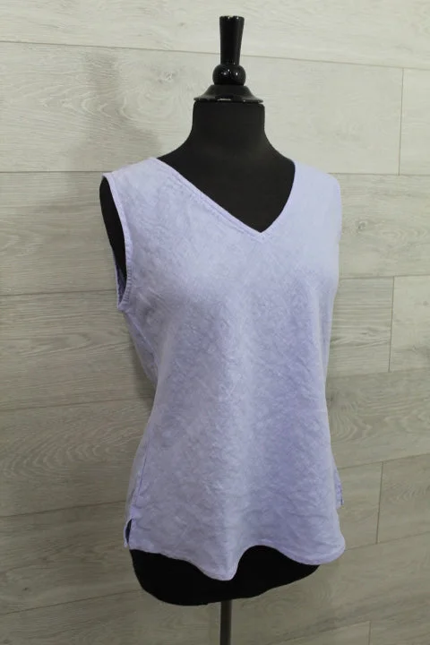 Cut Loose Solid Linen - V-Neck Bias Tank