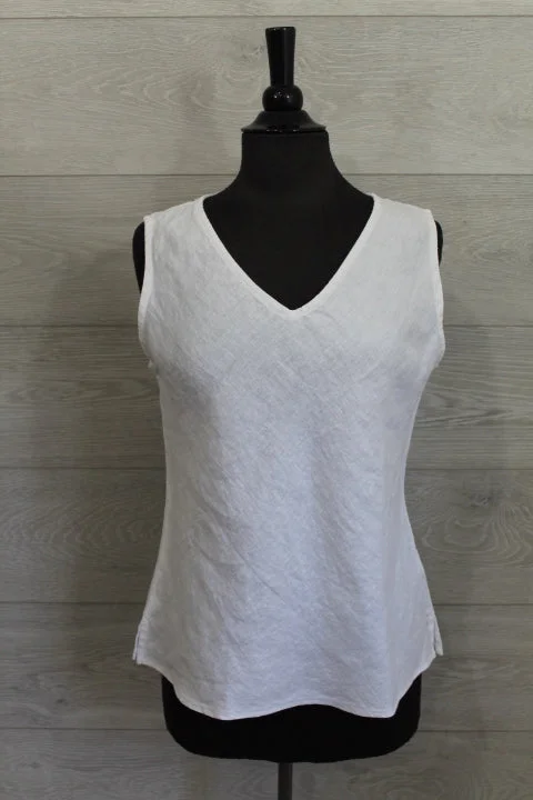 Cut Loose Solid Linen - V-Neck Bias Tank