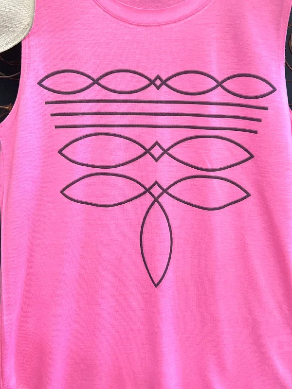 Pink and Black Boot Stitch Tank