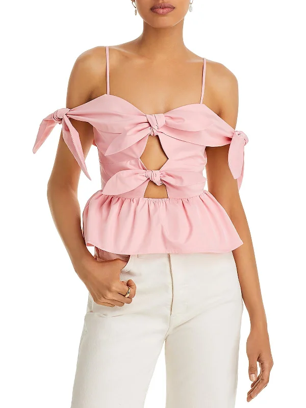 Womens Bow Front Tank Peplum Top