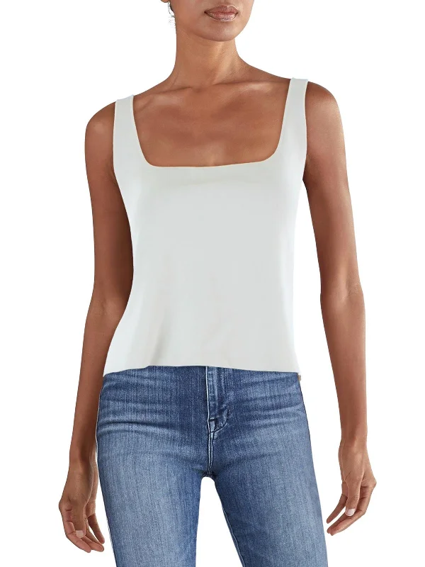 Womens Square Neck Crop Tank Top