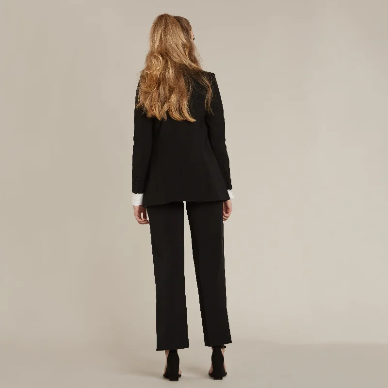 Black Peak Lapel Long Tuxedo Jacket