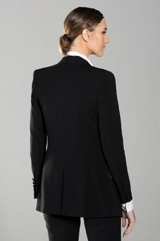 Black Peak Lapel Long Tuxedo Jacket