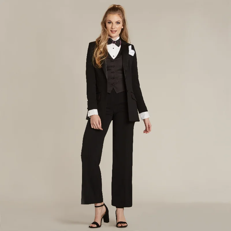 Black Peak Lapel Long Tuxedo Jacket