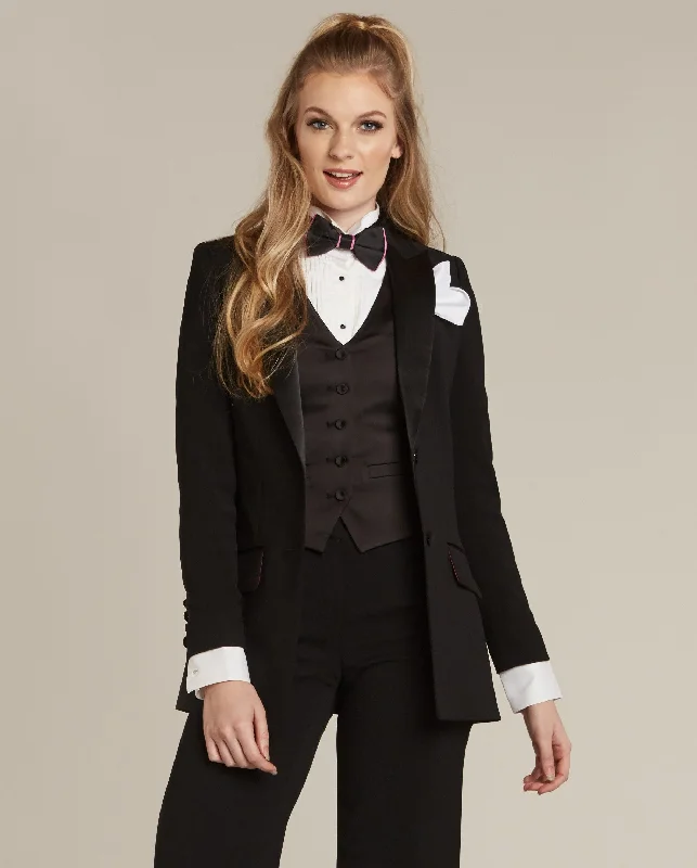 Black Peak Lapel Long Tuxedo Jacket