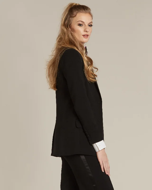 Black Peak Lapel Long Tuxedo Jacket