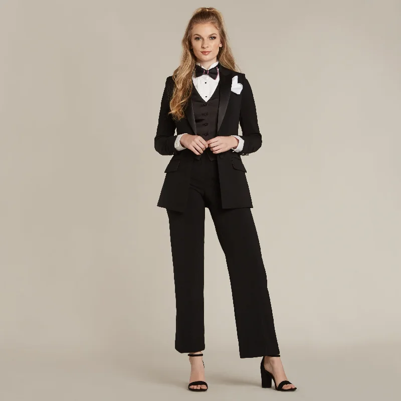 Black Peak Lapel Long Tuxedo Jacket