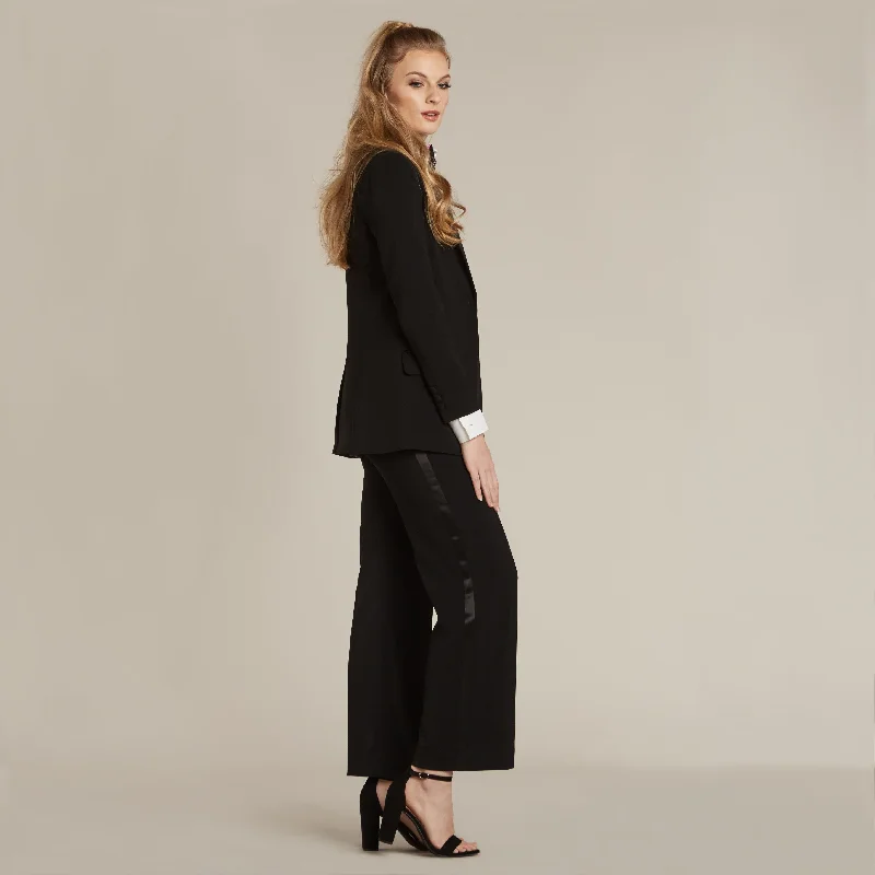 Black Peak Lapel Long Tuxedo Jacket