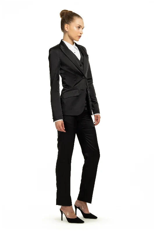 Black Satin Peak Lapel Tuxedo Jacket