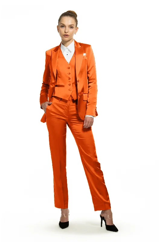 Copper Orange Satin Peak Lapel Tuxedo Jacket