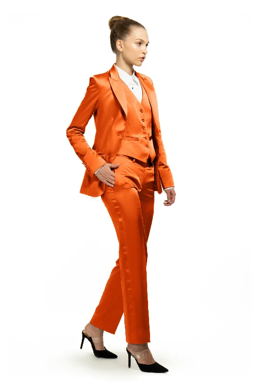 Copper Orange Satin Peak Lapel Tuxedo Jacket