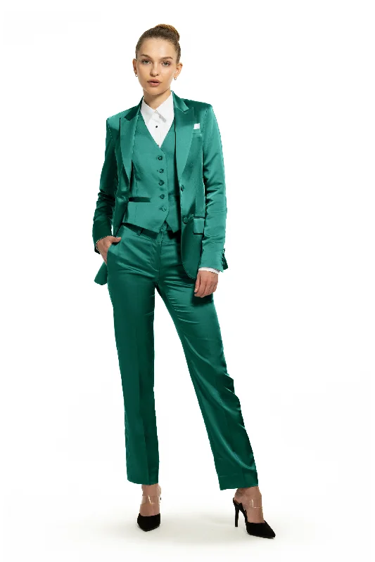 Emerald Green Satin Peak Lapel Tuxedo Jacket