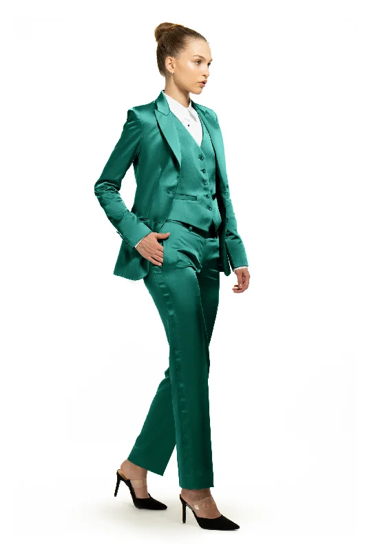 Emerald Green Satin Peak Lapel Tuxedo Jacket