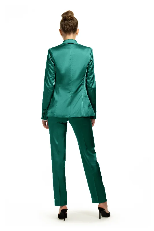 Emerald Green Satin Peak Lapel Tuxedo Jacket