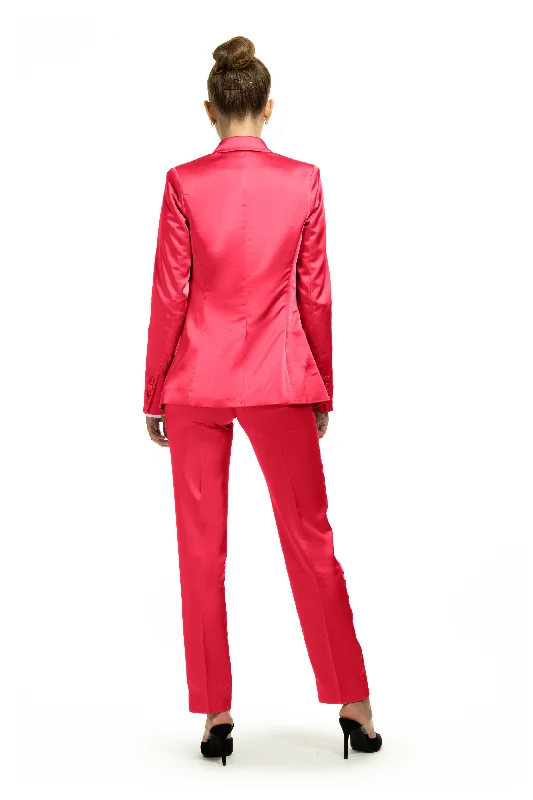 Fuchsia Satin Peak Lapel Tuxedo Jacket