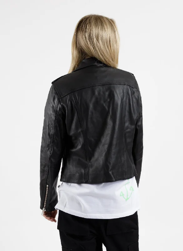 Leather Jacket - Black/Silver