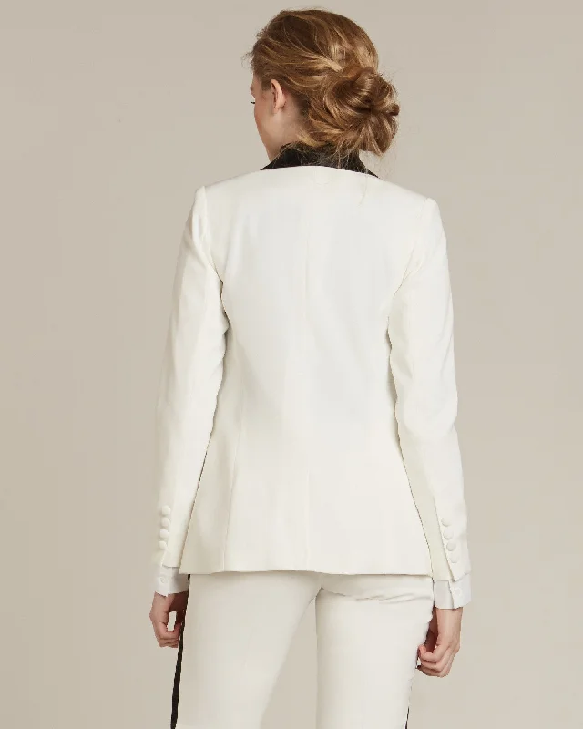 Pearl White & Black Shawl Collar Tuxedo Jacket