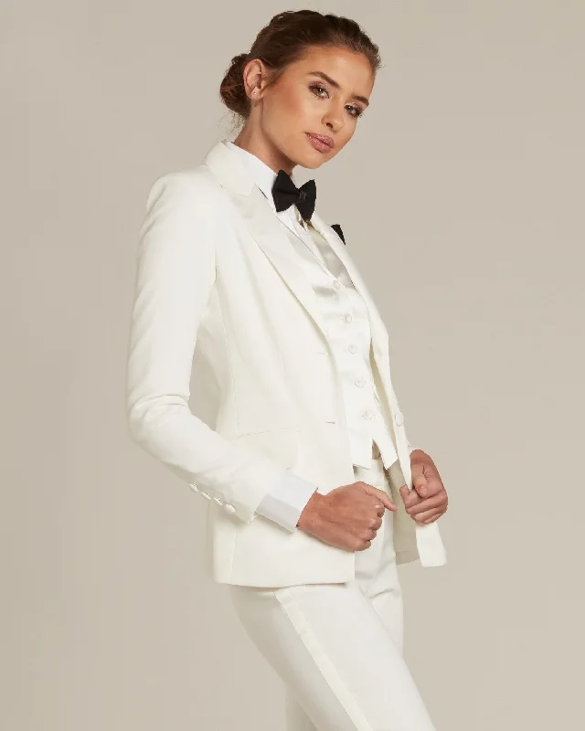 Pearl White Peak Lapel Tuxedo Jacket