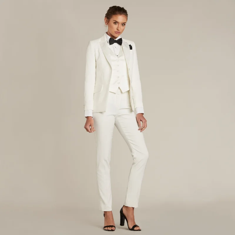 Pearl White Peak Lapel Tuxedo Jacket