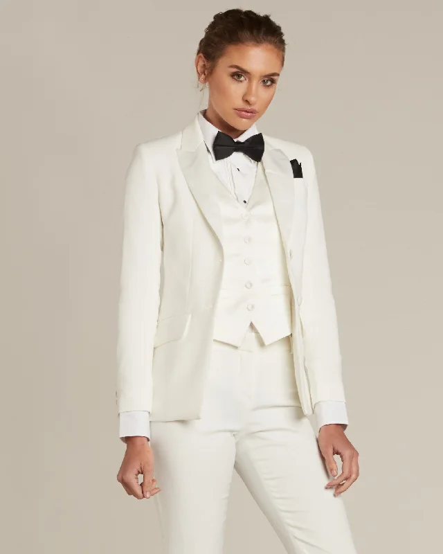 Pearl White Peak Lapel Tuxedo Jacket