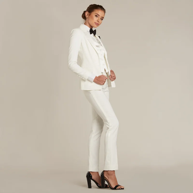 Pearl White Peak Lapel Tuxedo Jacket