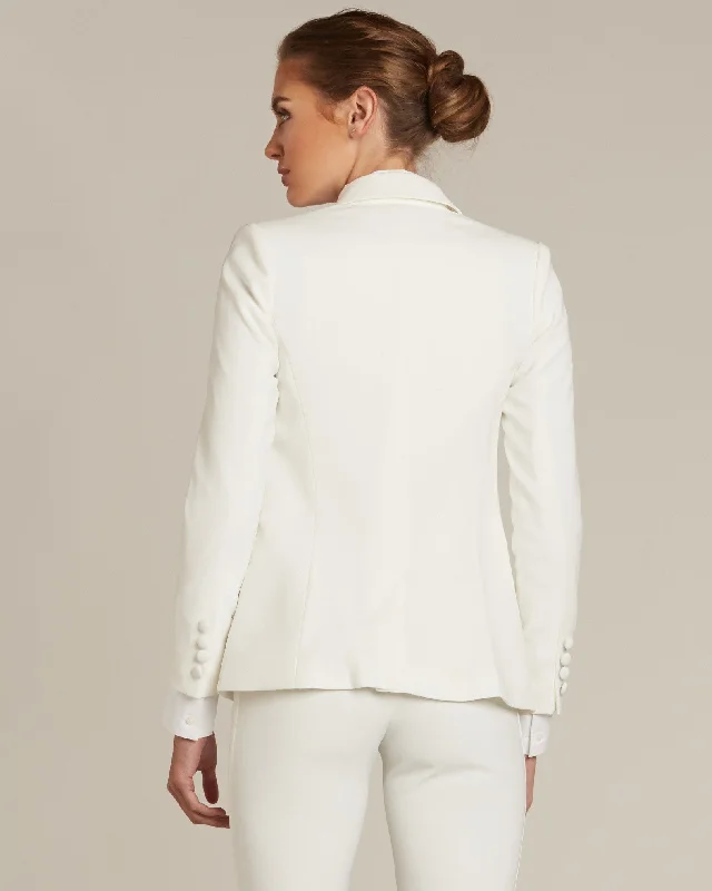 Pearl White Peak Lapel Tuxedo Jacket