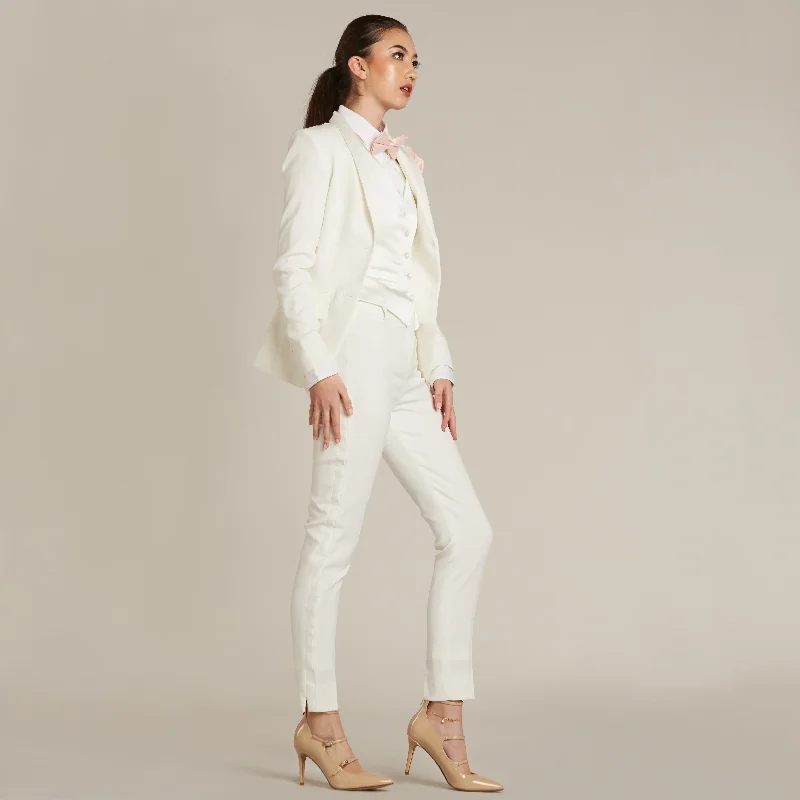 Pearl White Shawl Collar Tuxedo Jacket