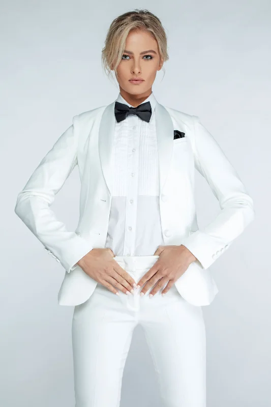 Pearl White Shawl Collar Tuxedo Jacket