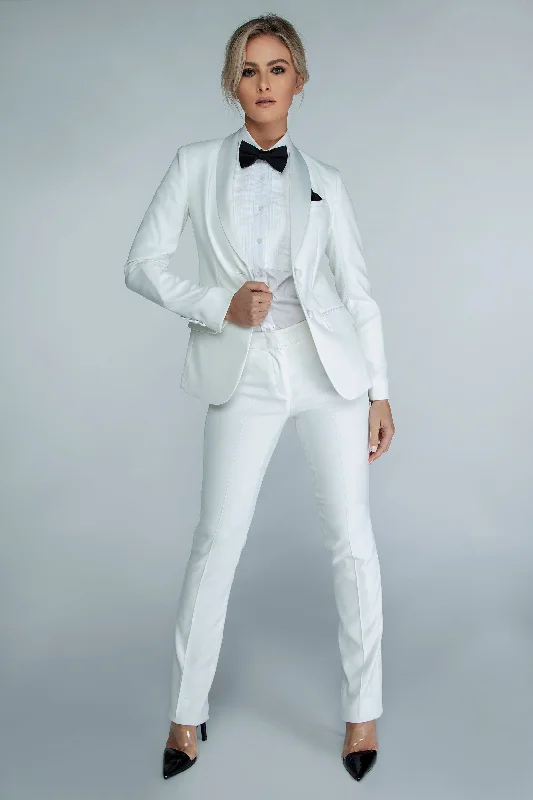 Pearl White Shawl Collar Tuxedo Jacket