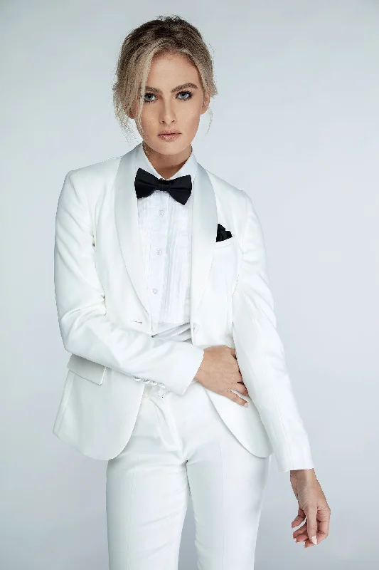 Pearl White Shawl Collar Tuxedo Jacket